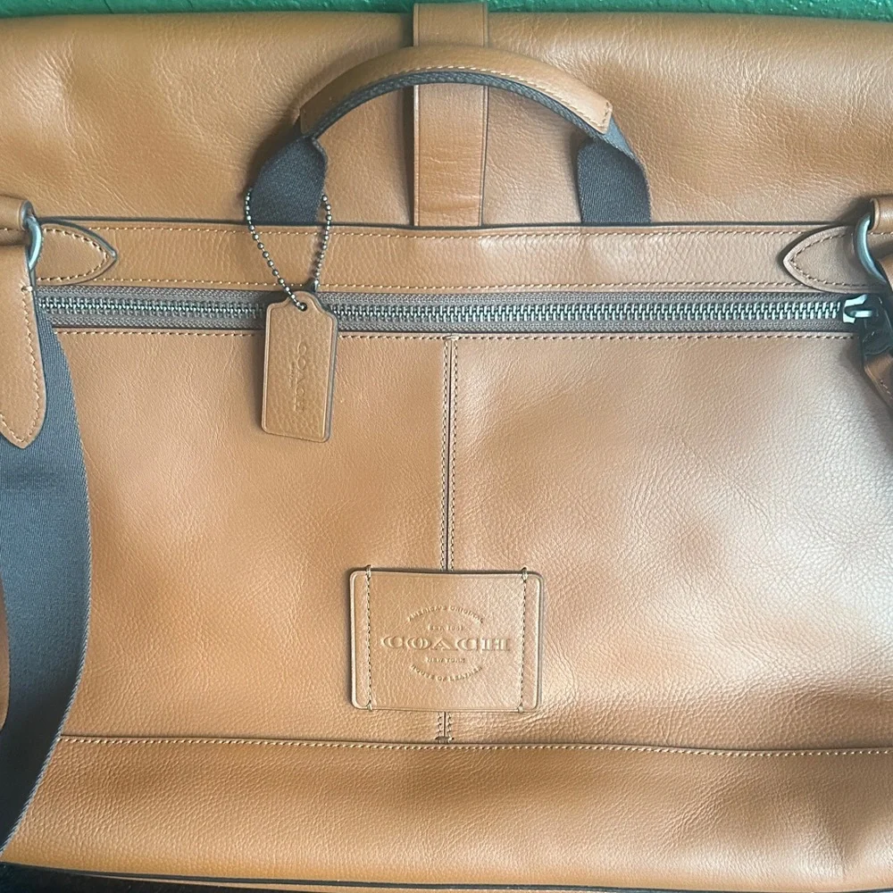 Coach Tan Leather Messenger Bag - Picture 3 of 4
